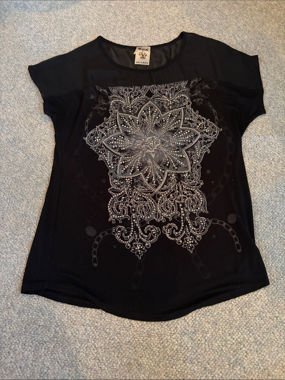 Siren Black Short Sleeve Embellished Women's Tee